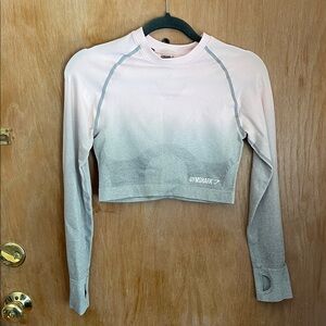 Gymshark Pink to Gray Ombre Long Sleeve Crop Top